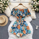 Women's Rompers Off Shoulder Floral Fashion Designer Jumpsuits-Women's Fashion Designer Rompers / Jumpsuits