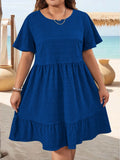 Women's Round Neck 1-5XL Fashion Designer Short Dresses (Plus Size)-Women's Fashion Designer Plus Size Dresses