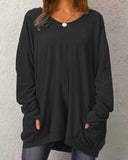 Women's Round Neck 2-5XL Fashion Designer Long-Sleeve Tops (Plus Size)