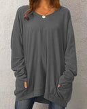 Women's Round Neck 2-5XL Fashion Designer Long-Sleeve Tops (Plus Size)