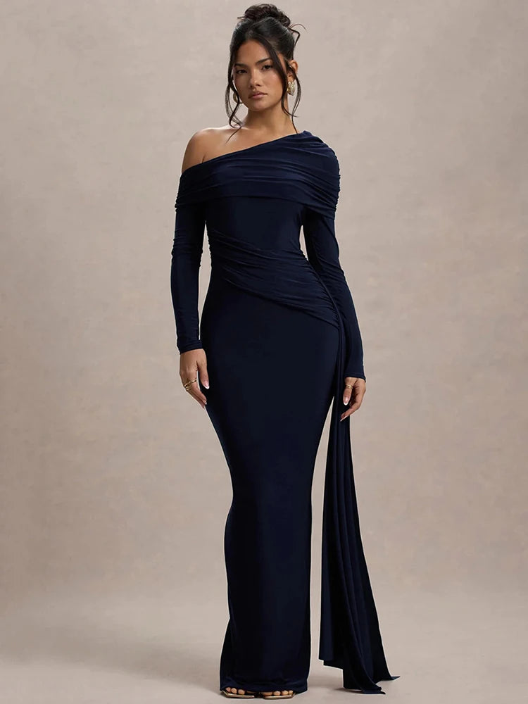 designer bodycon dress Women's Ruched Bodycon Fashion Designer S-L Draped Dresses (Long) – International Women's Clothing