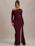 Women's Ruched Bodycon Fashion Designer S-L Draped Dresses (Long)