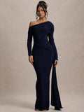 Women's Ruched Bodycon Fashion Designer S-L Draped Dresses (Long)-Women's Fashion Designer Plus Size Dresses-International Women's Clothing