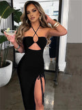 Women's Ruched Drawstring Halter Neck Fashion Designer Dresses (Midi)-Women's Fashion Designer Dresses