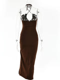 Women's Ruched Drawstring Halter Neck Fashion Designer Dresses (Midi)-Women's Fashion Designer Dresses