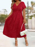 Women's Ruched Knot 1-6XL Sparkly Fashion Designer Midi Dresses (Plus Size)