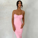 Women's Ruched Peplum Fashion Designer Backless Dresses (Long)-Women's Fashion Designer Dresses