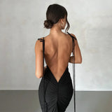 Women's Ruched Peplum Fashion Designer Backless Dresses (Long)-Women's Fashion Designer Dresses