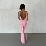 Women's Ruched Peplum Fashion Designer Backless Dresses (Long)-Women's Fashion Designer Dresses