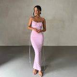 Women's Ruched Peplum Fashion Designer Backless Dresses (Long)-Women's Fashion Designer Dresses