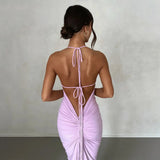 Women's Ruched Peplum Fashion Designer Backless Dresses (Long)-Women's Fashion Designer Dresses