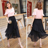 Women's Ruffle 1-4XL Fashion Designer Chiffon Midi  Skirts (Plus Size)