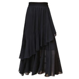 Women's Ruffle 1-4XL Fashion Designer Chiffon Midi  Skirts (Plus Size)