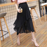 Women's Ruffle 1-4XL Fashion Designer Chiffon Midi  Skirts (Plus Size)