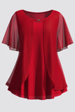 Women's Ruffle 2-5XL Chiffon Tops Fashion Designer T-Shirts (Plus Size)