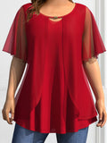 Women's Ruffle 2-5XL Chiffon Tops Fashion Designer T-Shirts (Plus Size)