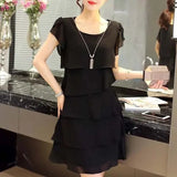 Women's Ruffle Chiffon Fashion Designer 1-5XL Short Dresses (Plus Size)