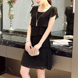 Women's Ruffle Chiffon Fashion Designer 1-5XL Short Dresses (Plus Size)