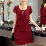 Women's Ruffle Chiffon Fashion Designer 1-5XL Short Dresses (Plus Size)