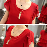 Women's Ruffle Chiffon Fashion Designer 1-5XL Short Dresses (Plus Size)