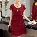 Women's Ruffle Chiffon Fashion Designer 1-5XL Short Dresses (Plus Size)