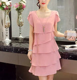 Women's Ruffle Chiffon Fashion Designer 1-5XL Short Dresses (Plus Size)