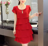 Women's Ruffle Chiffon Fashion Designer 1-5XL Short Dresses (Plus Size)