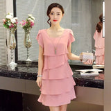 Women's Ruffle Chiffon Fashion Designer 1-5XL Short Dresses (Plus Size)