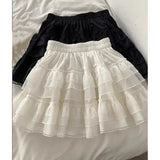 Women's Ruffle Fashion Designer Lace A- Line S-4XL Skirts (Plus Size)