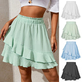 Women's Ruffle Layered S-2XL Fashion Designer Mini Skirts (Short)