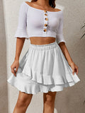 Women's Ruffle Layered S-2XL Fashion Designer Mini Skirts (Short)