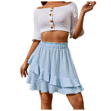 Women's Ruffle Layered S-2XL Fashion Designer Mini Skirts (Short)