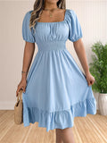Women's Ruffle Puff Sleeve Corset S-XL A Line Dresses (Midi)-Women's Fashion Designer Plus Size Dresses-International Women's Clothing