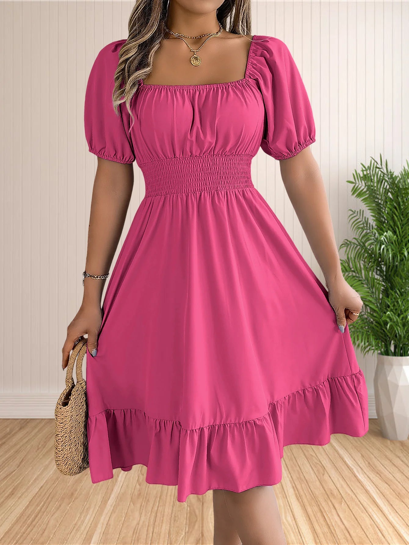 Women's Ruffle Puff Sleeve Corset S-XL A Line Dresses (Midi) International Women's Clothing Women's Ruffle Puff Sleeve Corset S-XL A Line Dresses (Midi) International Women's Clothing