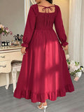 Women's Ruffle Split 1-5XL Fashion Designer Long Dresses (Plus Size)-Women's Fashion Designer Plus Size Dresses-International Women's Clothing