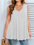 Women's Ruffle Tops 3-5XL Scalloped Fashion Designer Singlets (Plus Size)