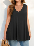 Women's Ruffle Tops 3-5XL Scalloped Fashion Designer Singlets (Plus Size)