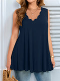 Women's Ruffle Tops 3-5XL Scalloped Fashion Designer Singlets (Plus Size)