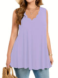 Women's Ruffle Tops 3-5XL Scalloped Fashion Designer Singlets (Plus Size)
