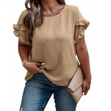 Women's Ruffled Blouse Fashion Designer 2-5XL T-Shirts (Plus Size)