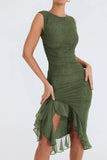 Women's Ruffled Bodycon Fashion Designer Ruched Dresses (Short)