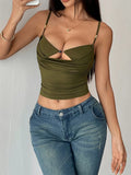 Women's Ruffled Camisole Crop Tank Tops Fashion Designer S-L Singlets-Women's Tops Fashion Designer Singlets-International Women's Clothing