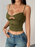 Women's Ruffled Camisole Crop Tank Tops Fashion Designer S-L Singlets-Women's Tops Fashion Designer Singlets-International Women's Clothing