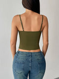 Women's Ruffled Camisole Crop Tank Tops Fashion Designer S-L Singlets-Women's Tops Fashion Designer Singlets-International Women's Clothing