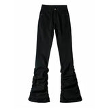 Women's Ruffled Drawstring Fashion Designer Bootleg Pants