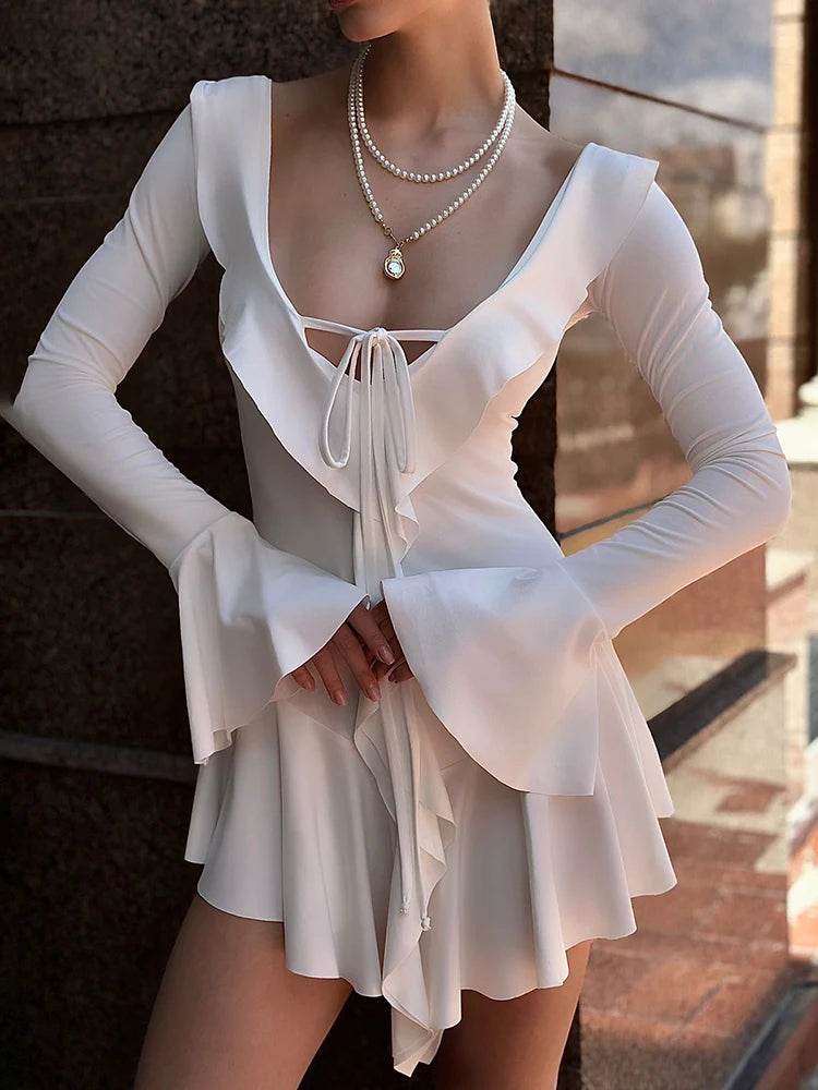 Women's Ruffled S-L Fashion Designer Flare Mini Dresses (Short) – International Women's Clothing Women's Ruffled S-L Fashion Designer Flare Mini Dresses (Short) – International Women's Clothing