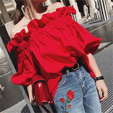 Women's Ruffled Fashion Designer Puffed Sleeves Tops T-Shirts-Women's Tops Fashion Designer T-Shirts / Blouses