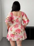 Women's Ruffled Floral Fashion Designer 1-5XL Short Dresses (Plus Size)