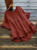 Women's Ruffled Hem Blouse 1-5XL Fashion Designer T-Shirts (Plus Size)-Women's Tops Fashion Designer Plus Size T-Shirts / Blouses-International Women's Clothing