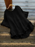 Women's Ruffled Hem Blouse 1-5XL Fashion Designer T-Shirts (Plus Size)-Women's Tops Fashion Designer Plus Size T-Shirts / Blouses-International Women's Clothing